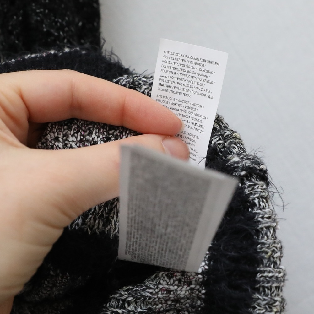 Desigual Nordic sweater embroidered knit heathered grey black XL cottage winter - Picture 9 of 10
